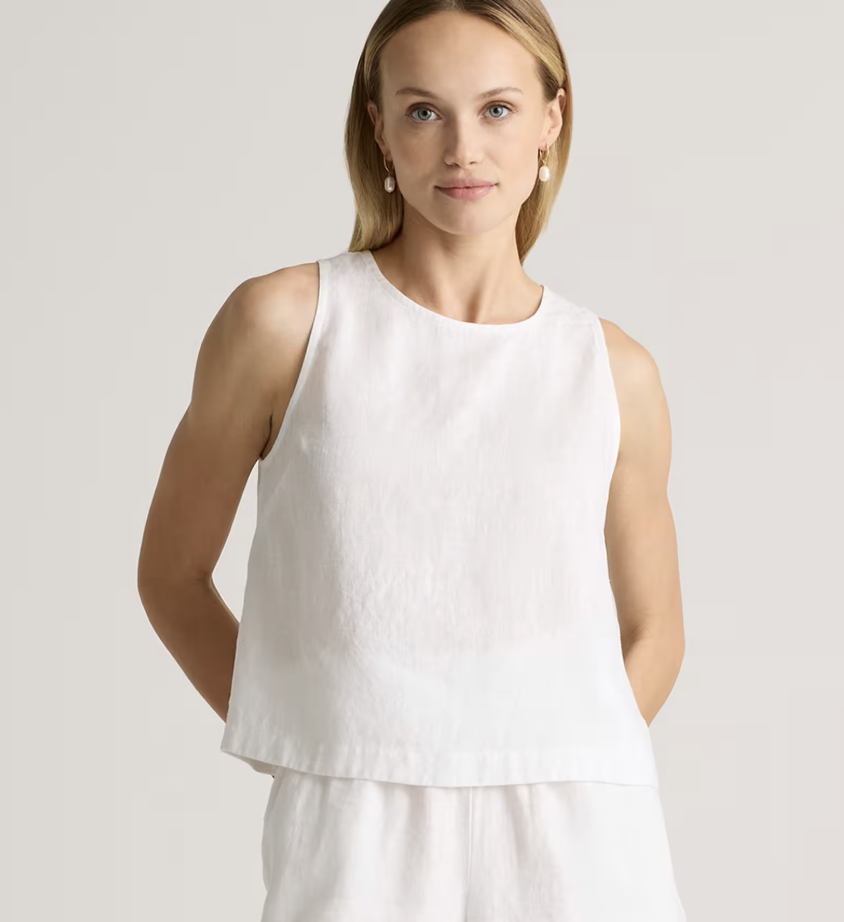 Quince Quince 100% European Natural Linen Cropped Tank