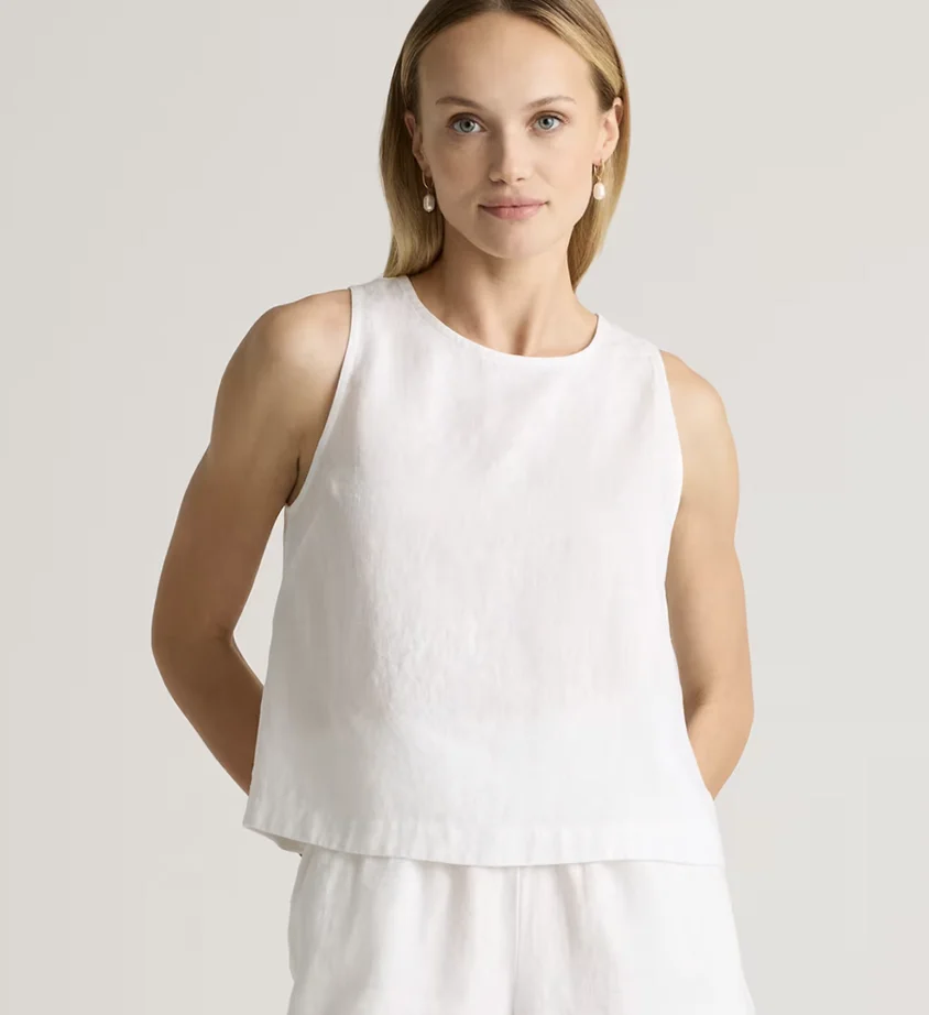 Quince Quince 100% European Natural Linen Cropped Tank