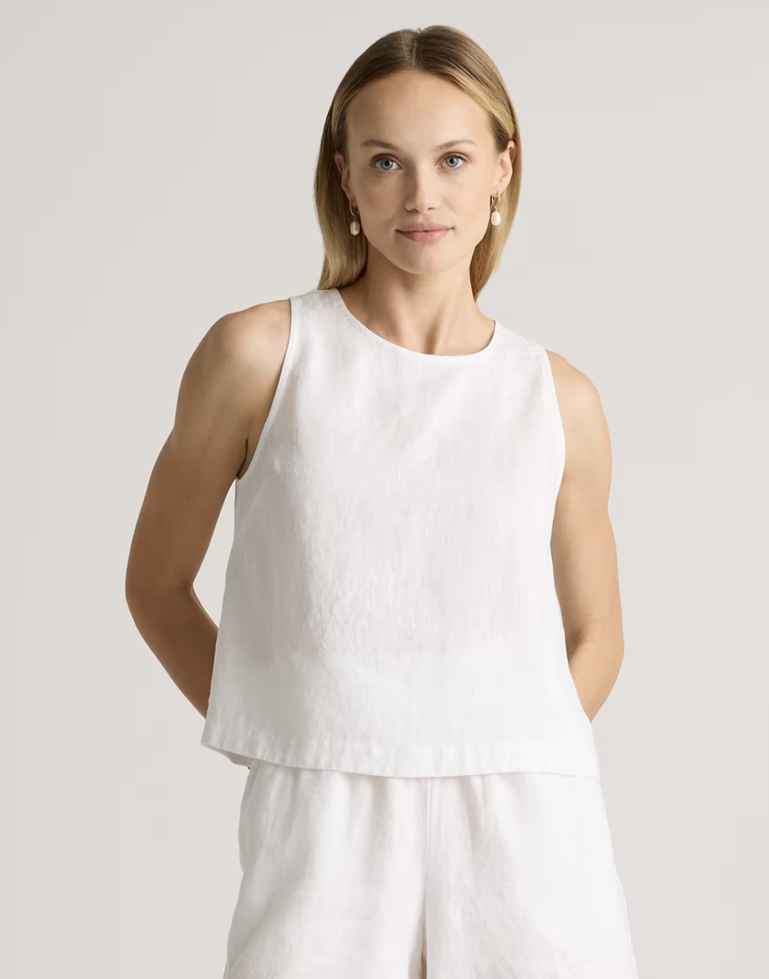 Quince Quince 100% European Natural Linen Cropped Tank