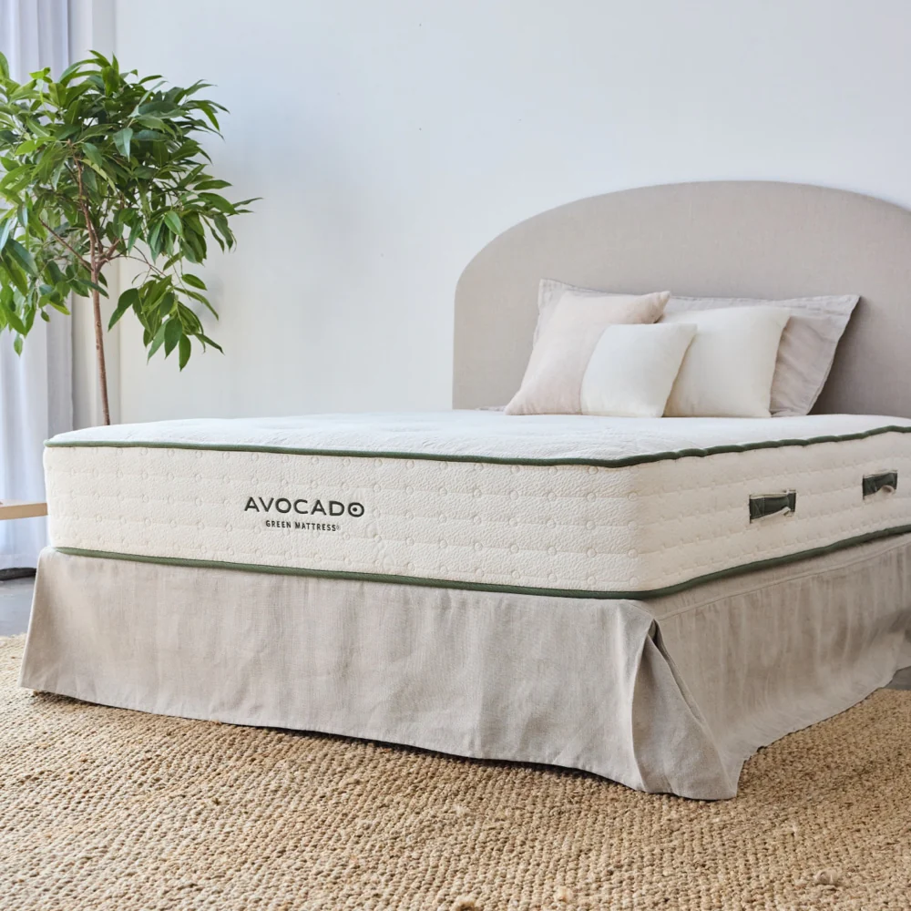 Avocado Organic Bed Skirt, linen bed skirt