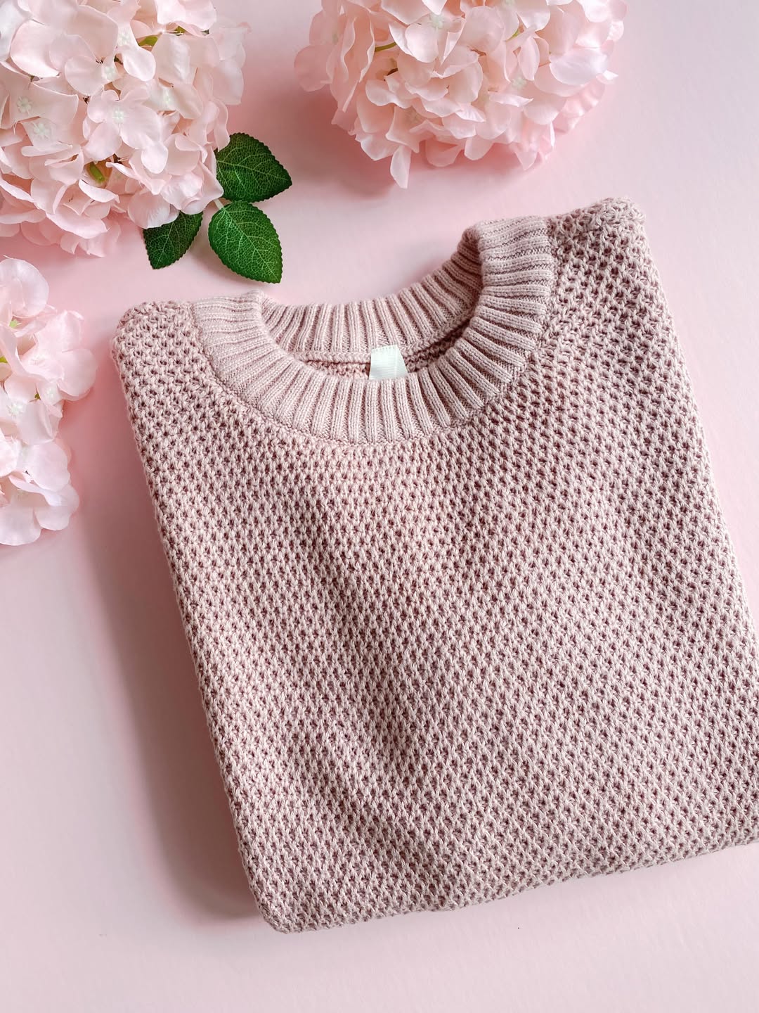 Pact GOTS certified organic cotton pink sweater