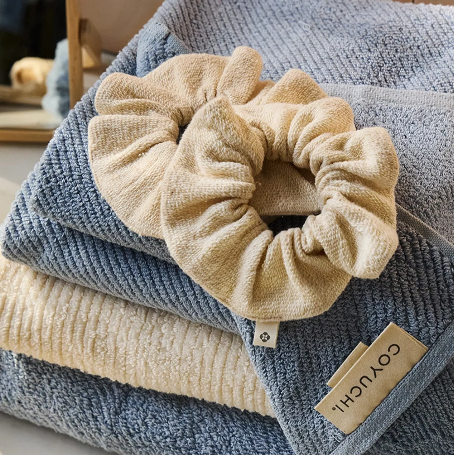 Coyuchi GOTS Certified Organic Scrunchy, Unbleached, undyed