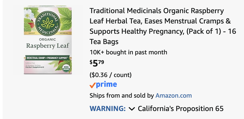 Traditional Medicinals Organic Raspberry Leaf Herbal Tea review
