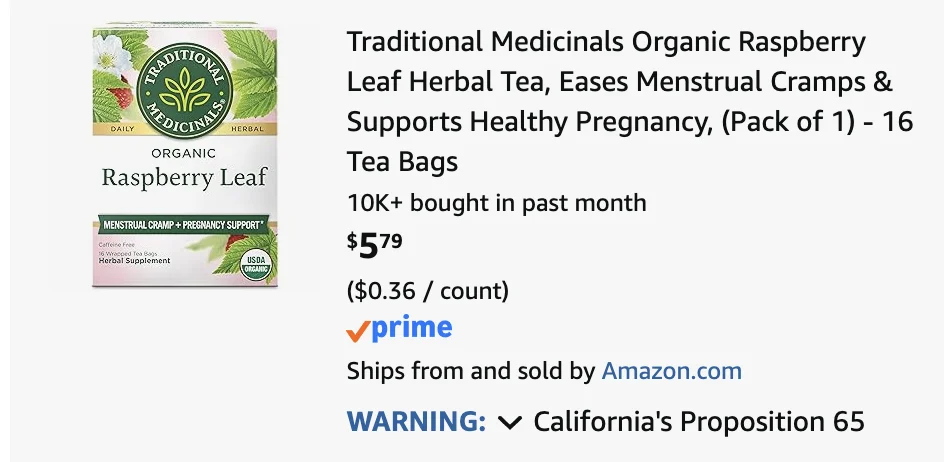 Traditional Medicinals Organic Raspberry Leaf Herbal Tea review