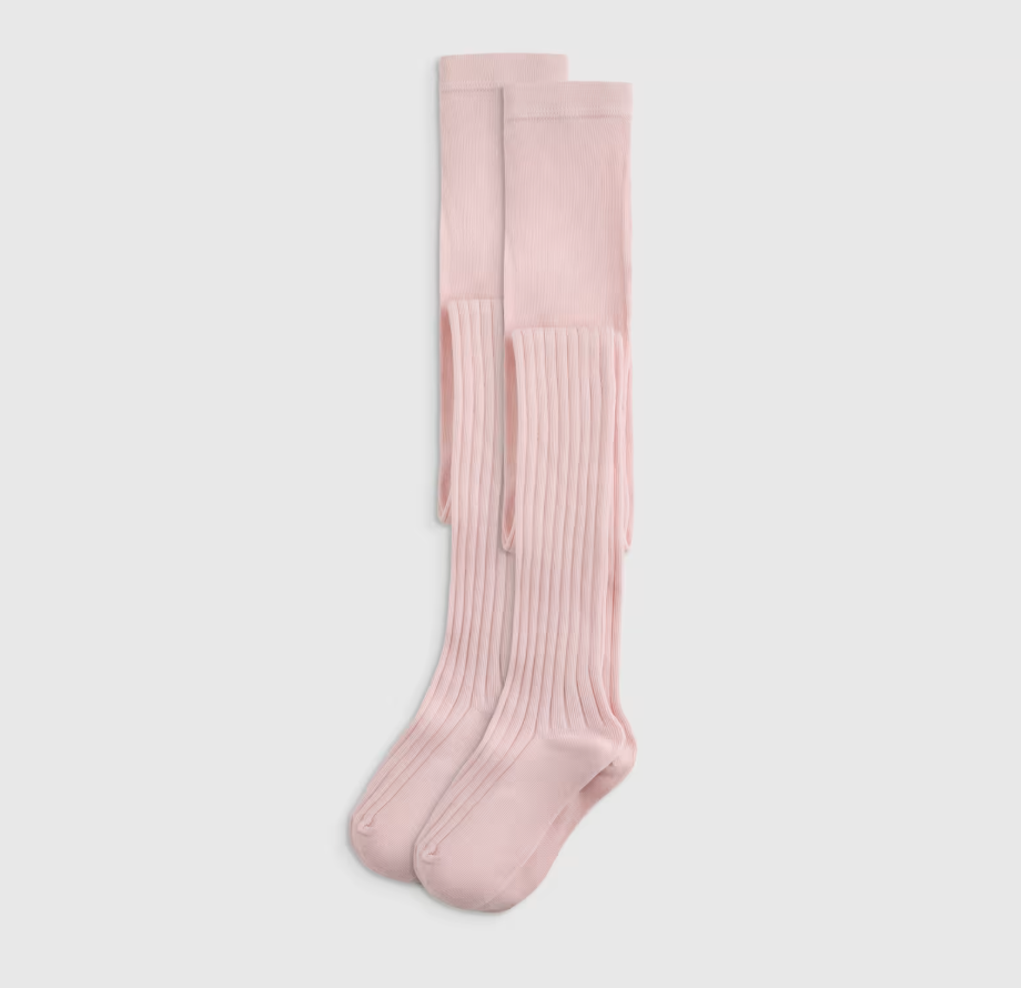Quince certified organic cotton tights pink